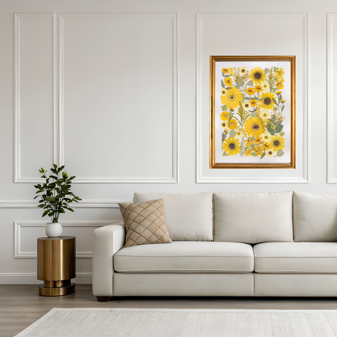 Golden Meadow – Limited Edition Pressed Flower Art Print (18x24)