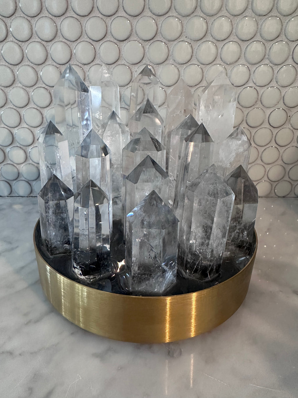 Small Clear Quartz Crystal Lamp – Natural Cluster on Brass Base