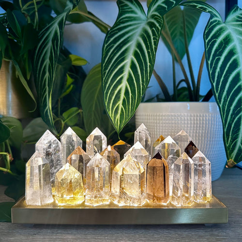 Citrine, Smoky Quartz & Clear Quartz Crystal Lamp