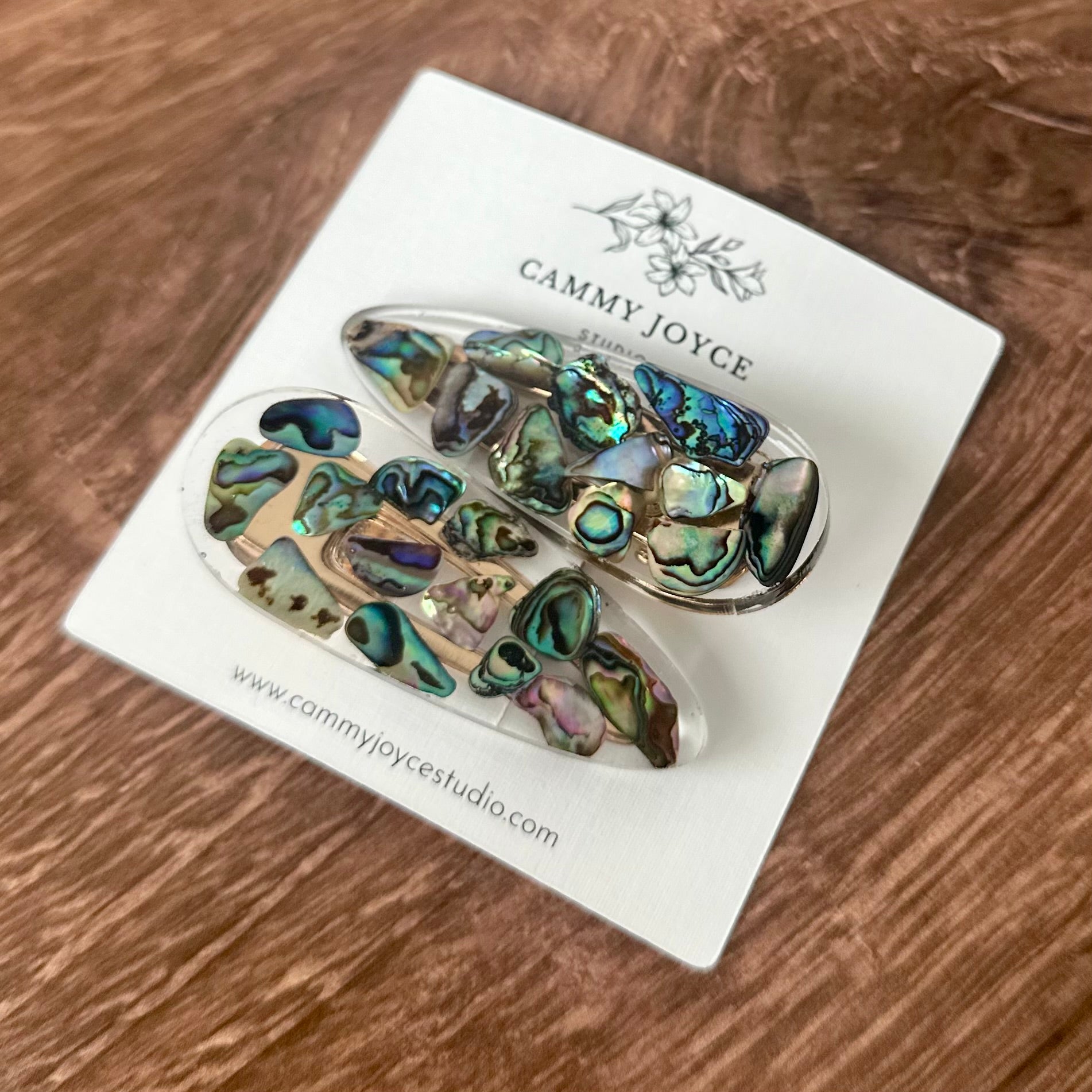 Resin Teardrop Hair Barrettes – Handcrafted with Real Flowers & Shells