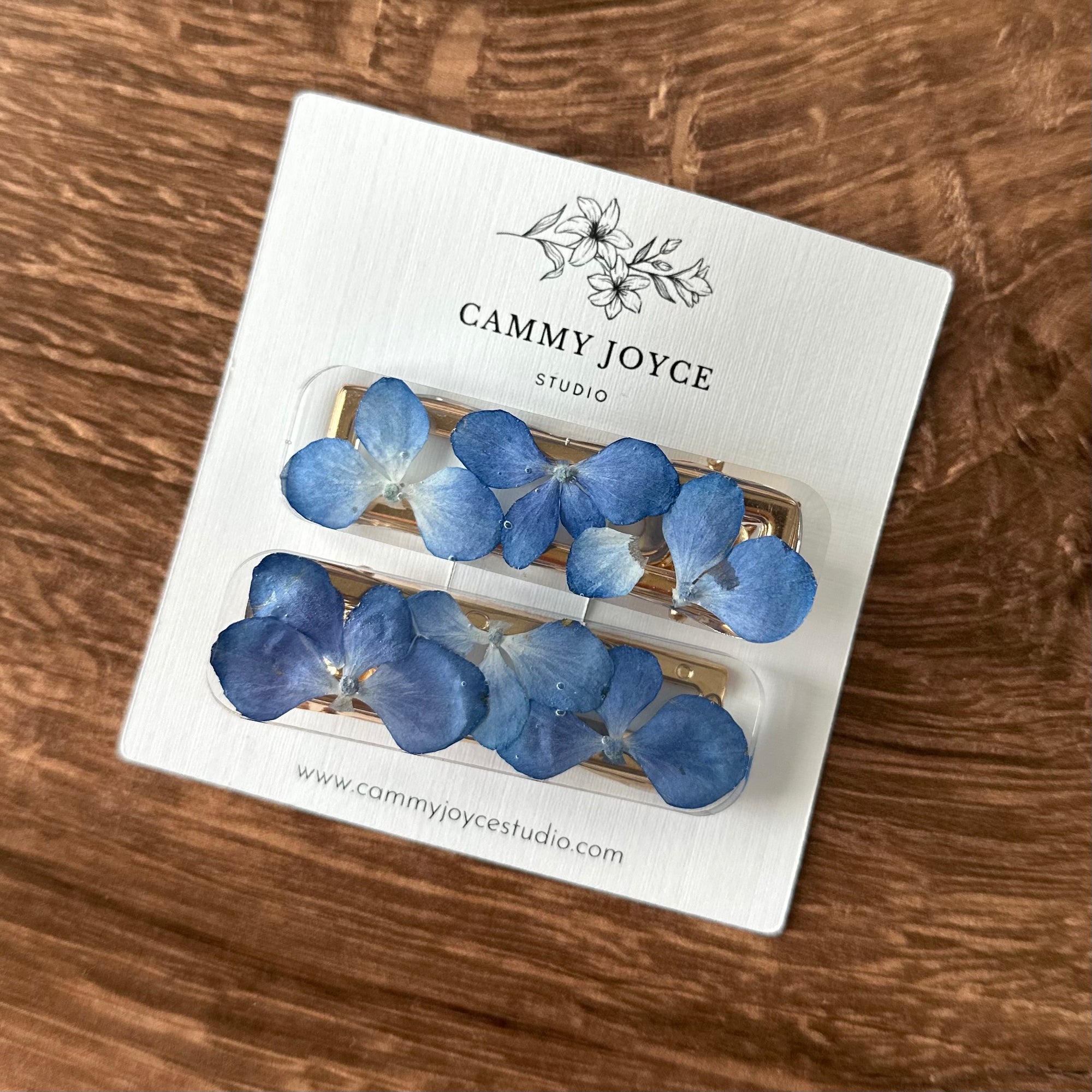 Handmade Resin Rectangle Barrette Set – Real Flower Hair Clips